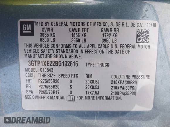 2011 GMC Sierra 1500 Denali with VIN 3GTP1XE22BG192616, listed as a IAAI auction lot 41485680 with 146,929 mi miles and . Bid and sale history available at DreamBid. Image 9.