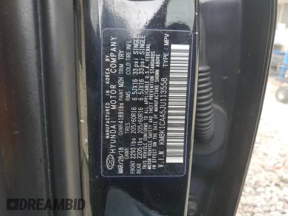 2018 Hyundai Kona SE z VIN KM8K1CAA5JU113558, wystawiony jako Copart lot #69847885 z przebiegiem 118 660 mil mil oraz Czysty tytuł • Clean title. Historia ofert i sprzedaży dostępna na DreamBid. Obrazek 13.