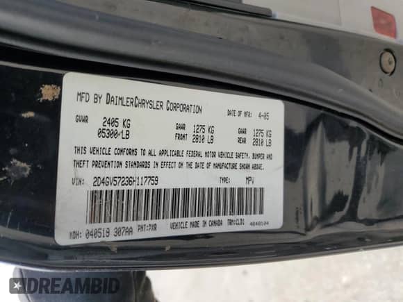 2006 Dodge Magnum R/T with VIN 2D4GV57236H117759, listed as a Copart auction lot 42022065 with 250,931 mi miles and Salvage title. Bid and sale history available at DreamBid. Image 15.