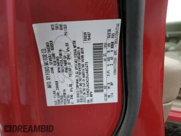 2005 Ford Explorer XLS с VIN 1FMZU62K35UA82475, выставлен на аукционе Copart как лот 80831945 с пробегом Не указан миль и Списание • Salvage title. История ставок и продаж доступна на DreamBid. Изображение 13.