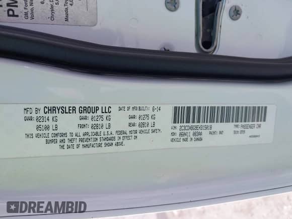 2014 Dodge Charger SE with VIN 2C3CDXBG9EH315018, listed as a IAAI auction lot 41754604 with 103,676 mi miles and . Bid and sale history available at DreamBid. Image 9.