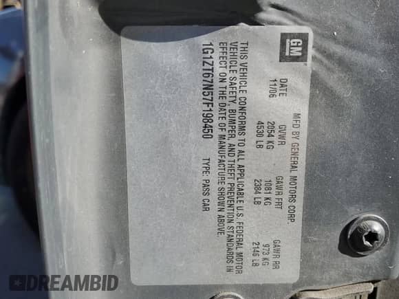 2007 Chevrolet Malibu Maxx LT с VIN 1G1ZT67N57F198450, выставлен на аукционе Copart как лот 80165104 с пробегом 276 552 миль миль и Списание • Salvage title. История ставок и продаж доступна на DreamBid. Изображение 12.