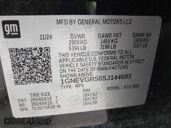 2025 Chevrolet Traverse AWD LT z VIN 1GNEVGRS6SJ144693, wystawiony jako IAAI lot #43160982 z przebiegiem 26 364 mil mil oraz . Historia ofert i sprzedaży dostępna na DreamBid. Obrazek 9.