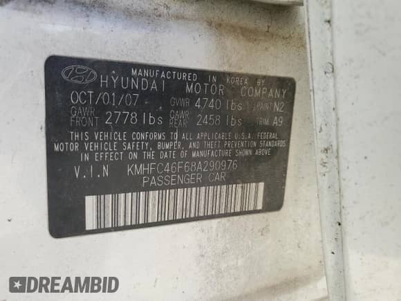 2008 Hyundai Azera Limited с VIN KMHFC46F68A290976, выставлен на аукционе Copart как лот 84939454 с пробегом 93 577 миль миль и Чистый • Clean title. История ставок и продаж доступна на DreamBid. Изображение 12.