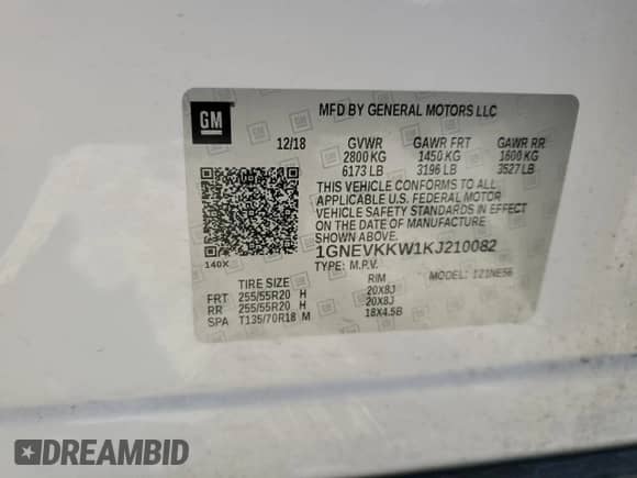 2019 Chevrolet Traverse Premier с VIN 1GNEVKKW1KJ210082, выставлен на аукционе Copart как лот 84362025 с пробегом 121 142 миль миль и На запчасти • Non repairable. История ставок и продаж доступна на DreamBid. Изображение 13.