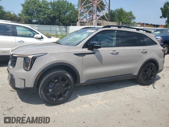 2025 Kia Sorento X-Line SX with VIN 5XYRKDJF2SG386073, listed as a Copart auction lot 63507015 with 758 mi miles and Salvage title. Bid and sale history available at DreamBid. Image 1.