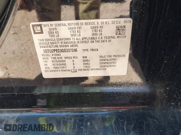2016 GMC Sierra 1500 Denali с VIN 3GTU2PEC9GG337246, выставлен на аукционе IAAI как лот 43385533 с пробегом 71 717 миль миль и . История ставок и продаж доступна на DreamBid. Изображение 9.