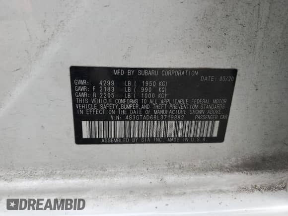 2020 Subaru Impreza Premium with VIN 4S3GTAD68L3719882, listed as a Copart auction lot 84284345 with 30,014 mi miles and Salvage title. Bid and sale history available at DreamBid. Image 14.