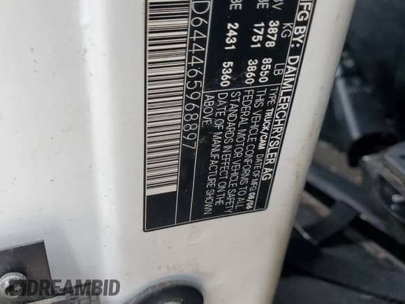 2006 Dodge Sprinter with VIN WD0PD644465968897, listed as a Copart auction lot 55505335 with 268,858 mi miles and Salvage title. Bid and sale history available at DreamBid. Image 13.