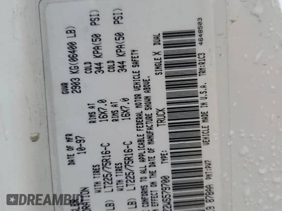1998 Dodge 1500 z VIN 1B7HF16Z2WS579700, wystawiony jako Copart lot #81646884 z przebiegiem 328 476 mil mil oraz Szkoda całkowita • Salvage title. Historia ofert i sprzedaży dostępna na DreamBid. Obrazek 12.