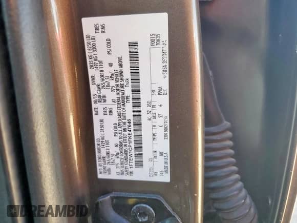 2015 Ford F-150 XLT with VIN 1FTEW1CP1FKE47646, listed as a Copart auction lot 67747325 with 84,832 mi miles and Salvage title. Bid and sale history available at DreamBid. Image 12.