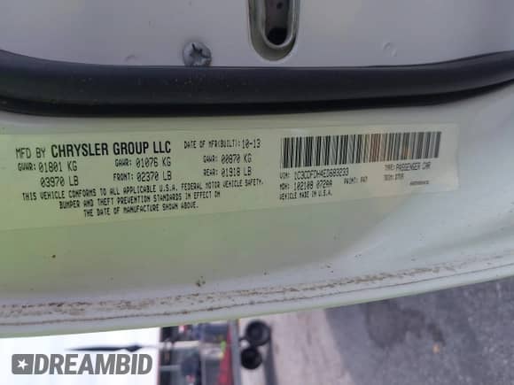 2014 Dodge Dart Aero with VIN 1C3CDFDH4ED683233, listed as a IAAI auction lot 42289776 with 154,898 mi miles and . Bid and sale history available at DreamBid. Image 9.