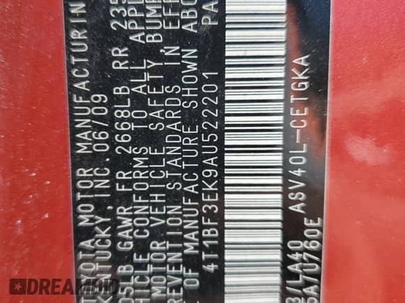 2010 Toyota Camry XLE с VIN 4T1BF3EK9AU522201, выставлен на аукционе Copart как лот 82005335 с пробегом 105 488 миль миль и Списание • Salvage title. История ставок и продаж доступна на DreamBid. Изображение 12.