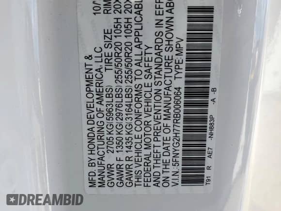 2024 Honda Pilot Touring с VIN 5FNYG2H77RB006064, выставлен на аукционе Copart как лот 62533225 с пробегом 20 651 миль миль и Списание • Salvage title. История ставок и продаж доступна на DreamBid. Изображение 13.