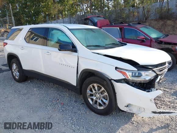2020 Chevrolet Traverse LS with VIN 1GNERFKW6LJ113702, listed as a IAAI auction lot 43250391 with 73,072 mi miles and . Bid and sale history available at DreamBid. Image 1.