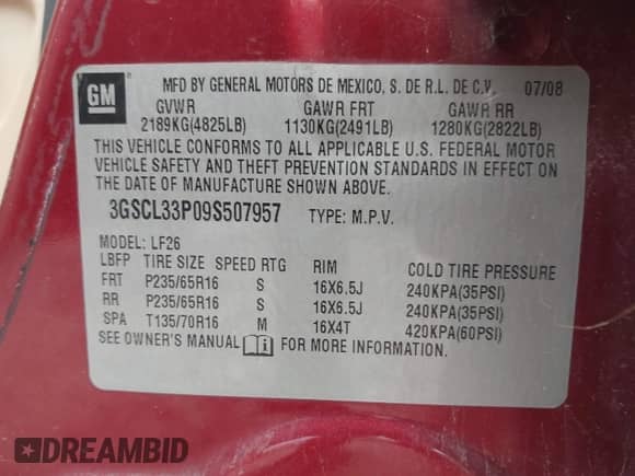 2009 Saturn VUE XE с VIN 3GSCL33P09S507957, выставлен на аукционе IAAI как лот 43122741 с пробегом 158 537 миль миль и . История ставок и продаж доступна на DreamBid. Изображение 9.