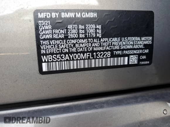 2021 BMW M3 с VIN WBS53AY00MFL13228, выставлен на аукционе Copart как лот 45938794 с пробегом 69 482 миль миль и . История ставок и продаж доступна на DreamBid. Изображение 12.