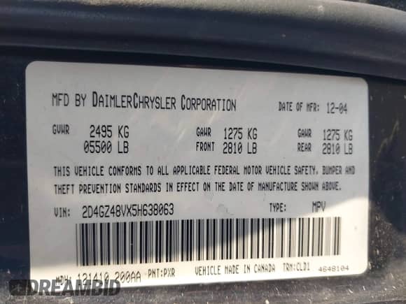 2005 Dodge Magnum SXT with VIN 2D4GZ48VX5H638063, listed as a IAAI auction lot 42755527 with 203,621 mi miles and . Bid and sale history available at DreamBid. Image 9.