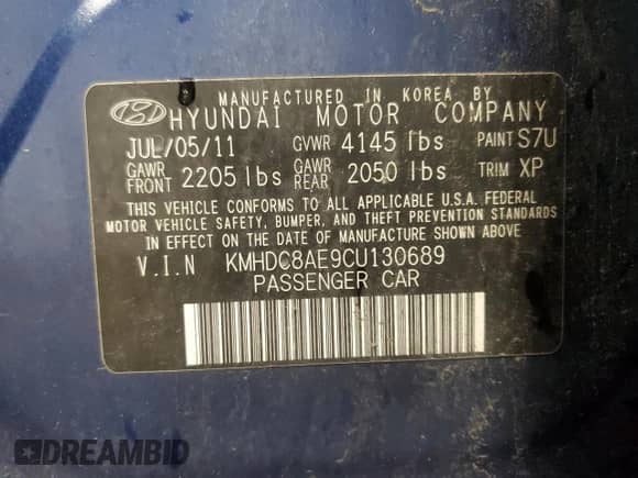 2012 Hyundai Elantra GLS z VIN KMHDC8AE9CU130689, wystawiony jako Copart lot #70723495 z przebiegiem 148 146 mil mil oraz Szkoda całkowita • Salvage title. Historia ofert i sprzedaży dostępna na DreamBid. Obrazek 13.