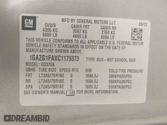 2012 Chevrolet Express Passenger 1LT с VIN 1GAZG1FAXC1179373, выставлен на аукционе IAAI как лот 42348209 с пробегом 112 719 миль миль и . История ставок и продаж доступна на DreamBid. Изображение 9.