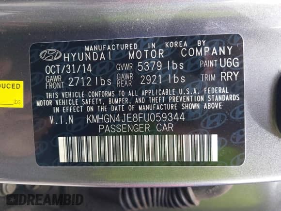 2015 Hyundai Genesis 3.8L с VIN KMHGN4JE8FU059344, выставлен на аукционе IAAI как лот 43049136 с пробегом 121 913 миль миль и . История ставок и продаж доступна на DreamBid. Изображение 9.
