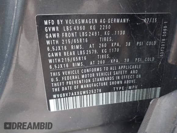 2016 Volkswagen Tiguan SEL с VIN WVGBV7AXXGW525276, выставлен на аукционе IAAI как лот 43005128 с пробегом 150 111 миль миль и . История ставок и продаж доступна на DreamBid. Изображение 9.