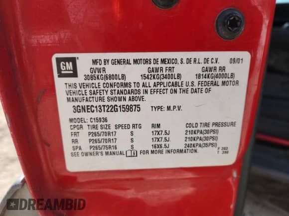 2002 Chevrolet Avalanche z VIN 3GNEC13T22G159875, wystawiony jako Copart lot #81021665 z przebiegiem 283 990 mil mil oraz Szkoda całkowita • Salvage title. Historia ofert i sprzedaży dostępna na DreamBid. Obrazek 12.