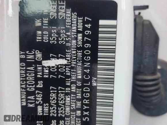 2022 Kia Sorento LX with VIN 5XYRGDLC4NG097947, listed as a Copart auction lot 55227485 with 45,280 mi miles and Salvage title. Bid and sale history available at DreamBid. Image 12.