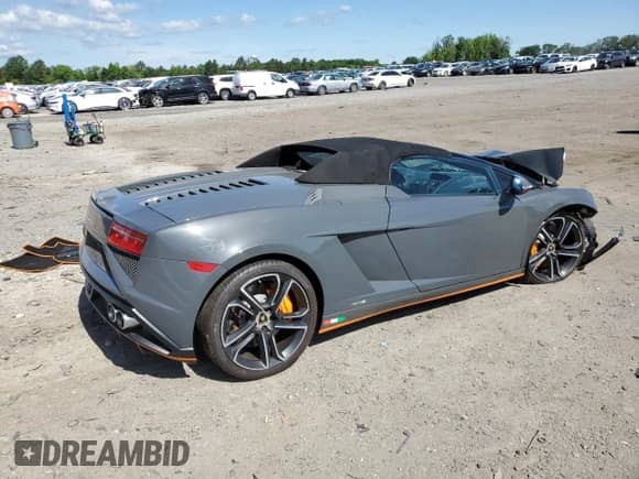 2013 Lamborghini Gallardo с VIN ZHWGU6AU7DLA12927, выставлен на аукционе Copart как лот 55624325 с пробегом 34 760 миль миль и Списание • Salvage title. История ставок и продаж доступна на DreamBid. Изображение 3.