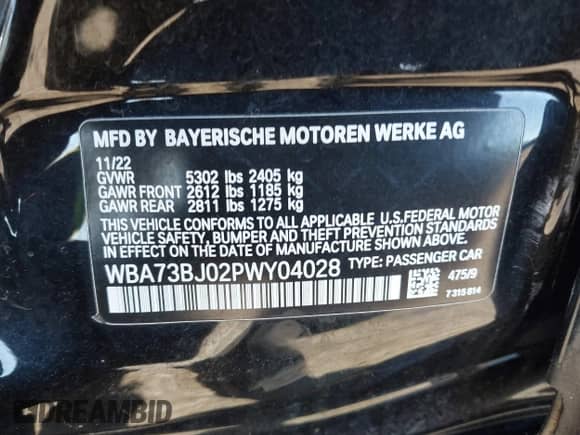 2023 BMW 5 Series 540i xDrive z VIN WBA73BJ02PWY04028, wystawiony jako IAAI lot #41327638 z przebiegiem 7 610 mil mil oraz . Historia ofert i sprzedaży dostępna na DreamBid. Obrazek 9.