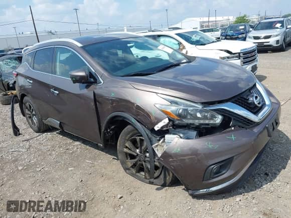 2018 Nissan Murano S z VIN 5N1AZ2MH3JN146916, wystawiony jako IAAI lot #42986090 z przebiegiem 95 929 mil mil oraz . Historia ofert i sprzedaży dostępna na DreamBid. Obrazek 1.