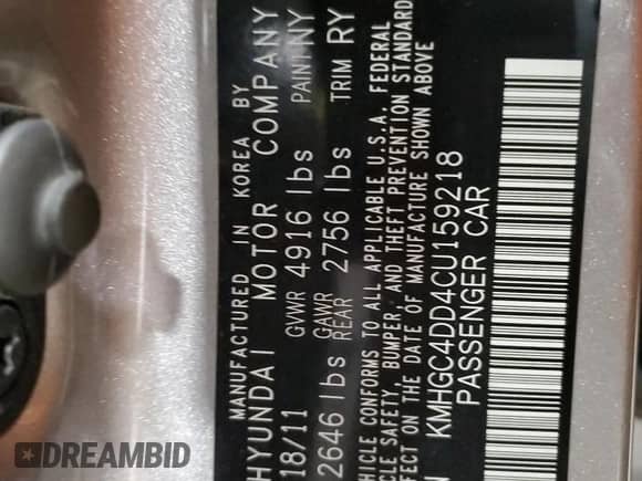 2012 Hyundai Genesis 3.8L z VIN KMHGC4DD4CU159218, wystawiony jako Copart lot #75711194 z przebiegiem 139 464 mil mil oraz Szkoda całkowita • Salvage title. Historia ofert i sprzedaży dostępna na DreamBid. Obrazek 12.