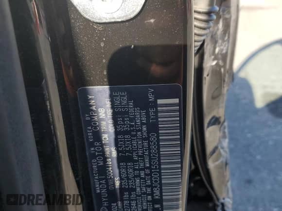 2025 Hyundai Tucson SEL Convenience с VIN KM8JCDD15SU288580, выставлен на аукционе Copart как лот 80329755 с пробегом 5 306 миль миль и Списание • Salvage title. История ставок и продаж доступна на DreamBid. Изображение 13.