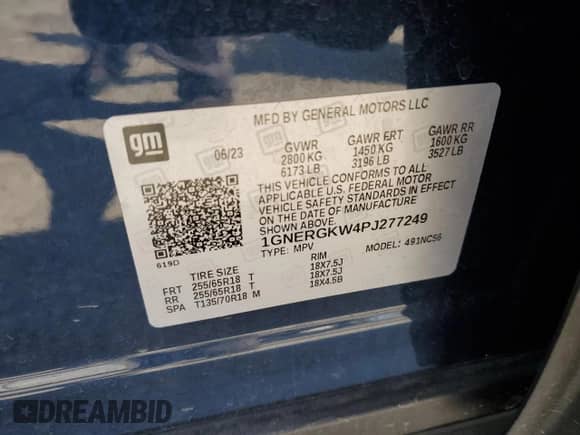 2023 Chevrolet Traverse LT Cloth с VIN 1GNERGKW4PJ277249, выставлен на аукционе Copart как лот 66881345 с пробегом 20 826 миль миль и Списание • Salvage title. История ставок и продаж доступна на DreamBid. Изображение 14.