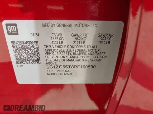 2024 Chevrolet Malibu RS с VIN 1G1ZG5ST8RF160590, выставлен на аукционе IAAI как лот 42658616 с пробегом Не указан миль и . История ставок и продаж доступна на DreamBid. Изображение 9.