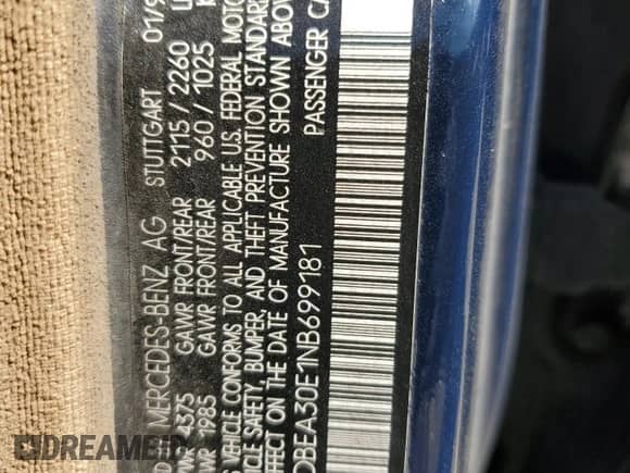 1992 Mercedes-Benz 300 с VIN WDBEA30E1NB699181, выставлен на аукционе Copart как лот 58662205 с пробегом 134 112 миль миль и Списание • Salvage title. История ставок и продаж доступна на DreamBid. Изображение 13.