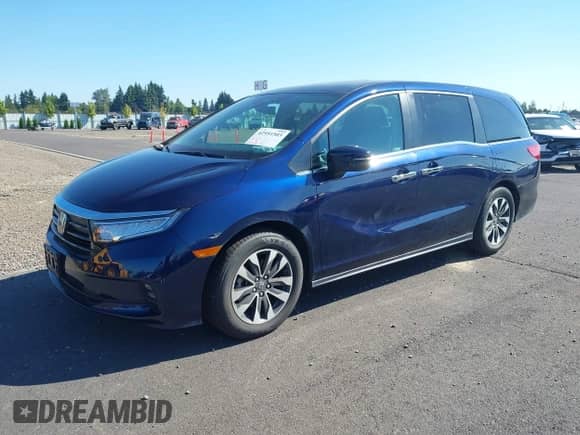 2021 Honda Odyssey EX-L with VIN 5FNRL6H76MB001373, listed as a IAAI auction lot 42951503 with 24,219 mi miles and . Bid and sale history available at DreamBid. Image 2.