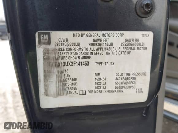 2003 Chevrolet Silverado 1500HD LS with VIN 1GCGK13UX3F141463, listed as a IAAI auction lot 41753902 with 249,304 mi miles and . Bid and sale history available at DreamBid. Image 9.