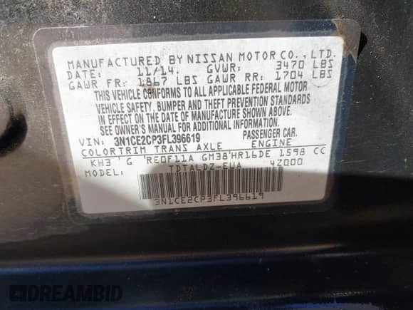 2015 Nissan Note S Plus с VIN 3N1CE2CP3FL396619, выставлен на аукционе IAAI как лот 43444190 с пробегом 183 890 миль миль и . История ставок и продаж доступна на DreamBid. Изображение 9.