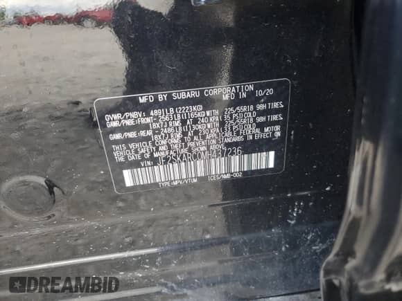 2021 Subaru Forester Special Sports z VIN JF2SKARC0MH437236, wystawiony jako Copart lot #71415955 z przebiegiem Nie podano mil oraz Nie do naprawy • Non repairable. Historia ofert i sprzedaży dostępna na DreamBid. Obrazek 13.