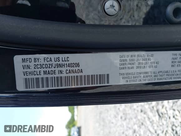 2022 Dodge Challenger R/T Scat Pack Widebody z VIN 2C3CDZFJ9NH140206, wystawiony jako IAAI lot #42726610 z przebiegiem 32 618 mil mil oraz . Historia ofert i sprzedaży dostępna na DreamBid. Obrazek 9.