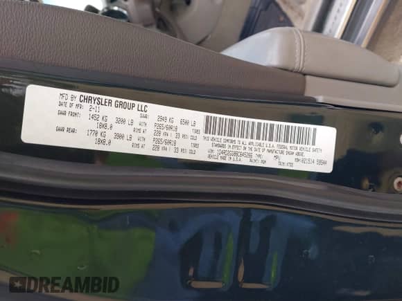 2011 Dodge Durango Express with VIN 1D4RD2GG8BC645266, listed as a IAAI auction lot 43396605 with 191,556 mi miles and . Bid and sale history available at DreamBid. Image 9.