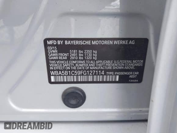 2015 BMW 5 Series 535i с VIN WBA5B1C59FG127114, выставлен на аукционе IAAI как лот 42603609 с пробегом 74 617 миль миль и . История ставок и продаж доступна на DreamBid. Изображение 9.