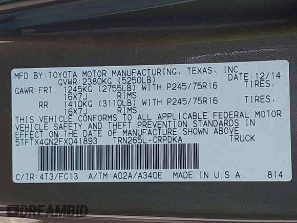 2015 Toyota Tacoma PreRunner z VIN 5TFTX4GN2FX041893, wystawiony jako IAAI lot #43129780 z przebiegiem 89 276 mil mil oraz . Historia ofert i sprzedaży dostępna na DreamBid. Obrazek 9.