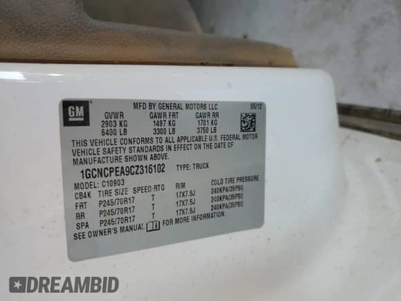 2012 Chevrolet Silverado 1500 Work Truck with VIN 1GCNCPEA9CZ316102, listed as a Copart auction lot 63700665 with 139,158 mi miles and Clean title. Bid and sale history available at DreamBid. Image 12.