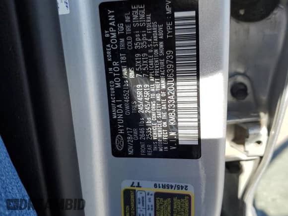 2018 Hyundai Tucson Value with VIN KM8J33A20JU639739, listed as a Copart auction lot 85890455 with 143,990 mi miles and Salvage title. Bid and sale history available at DreamBid. Image 13.