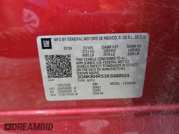 2019 Chevrolet Blazer с VIN 3GNKBHRS1KS688924, выставлен на аукционе Copart как лот 68453215 с пробегом 48 596 миль миль и Списание • Salvage title. История ставок и продаж доступна на DreamBid. Изображение 13.