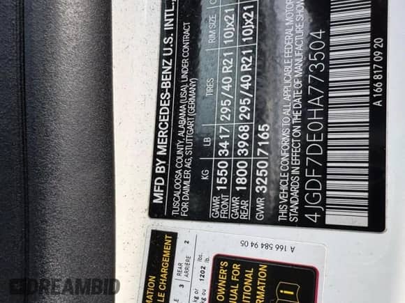 2017 Mercedes-Benz GLS 550 with VIN 4JGDF7DE0HA773504, listed as a Copart auction lot 87229485 with 98,109 mi miles and Clean title. Bid and sale history available at DreamBid. Image 10.