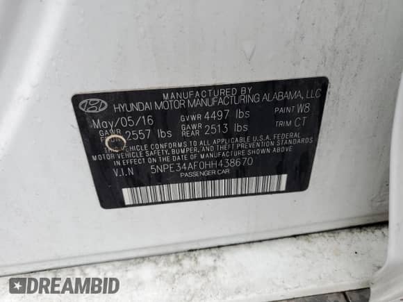 2017 Hyundai Sonata Sport с VIN 5NPE34AF0HH438670, выставлен на аукционе Copart как лот 84030135 с пробегом 134 139 миль миль и Чистый • Clean title. История ставок и продаж доступна на DreamBid. Изображение 12.