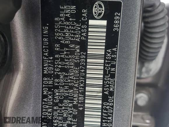 2015 Toyota Camry SE z VIN 4T1BF1FK3FU473992, wystawiony jako Copart lot #81214235 z przebiegiem 161 099 mil mil oraz Szkoda całkowita • Salvage title. Historia ofert i sprzedaży dostępna na DreamBid. Obrazek 12.